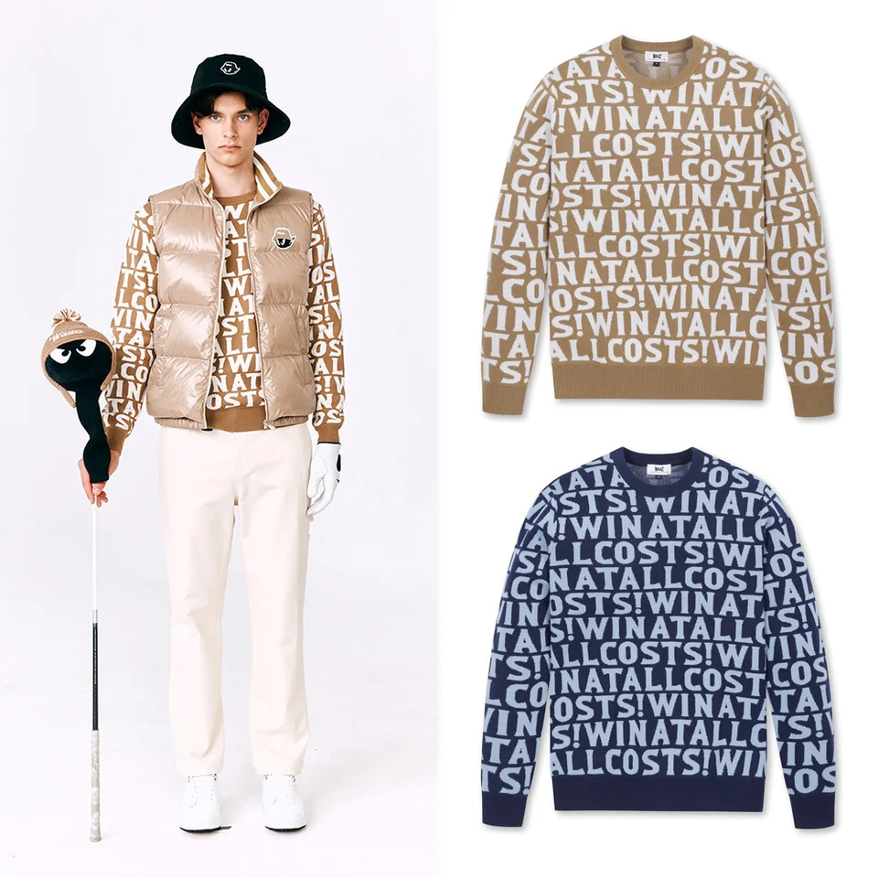 Nové jesenné a zimné pánske golfové oblečenie Luxusné športové pletené svetre lenivé príležitostné trendy dizajnérske topy