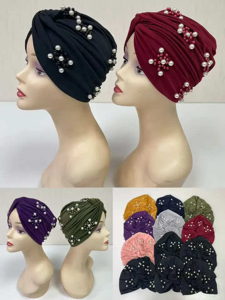 Nové korálky Turban Caps for Woman African Headtie Auto Geles Muslim hlava obaly ženský večierok štýl 12ks/balenie