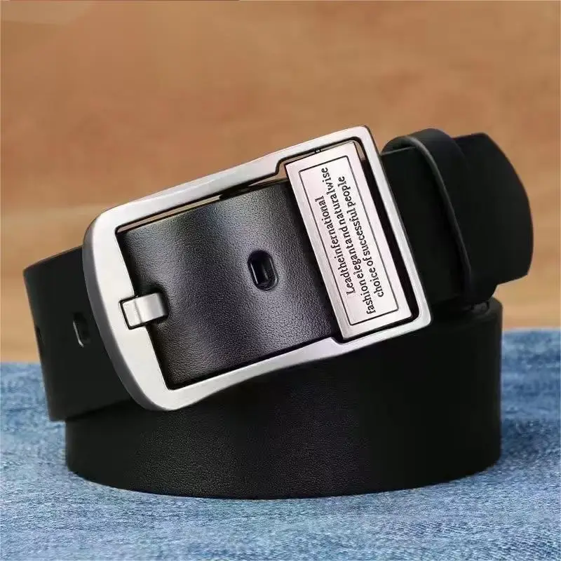 Nové kožené kovové pánske opasky Fashion Metal Zliatina Pin pracka Dospelá luxusná značka džínsy Business Casy Apre Male Strap Brand