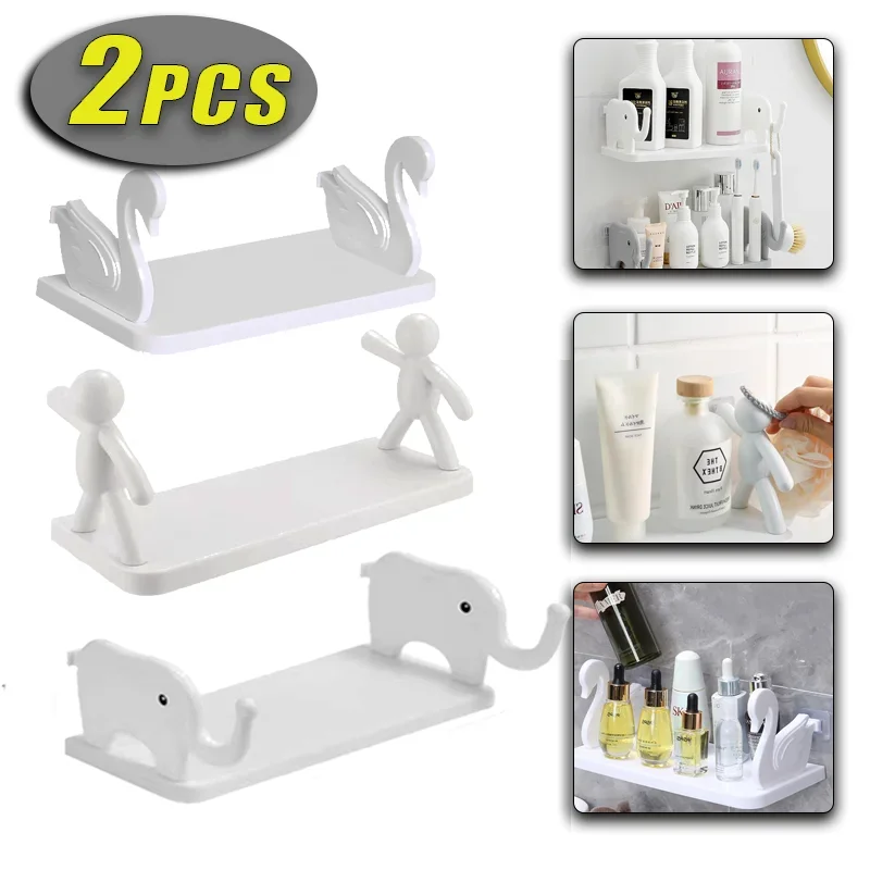 Nové kreatívne kúpeľňové úložné police roztomilé biele bábiky darebákov
