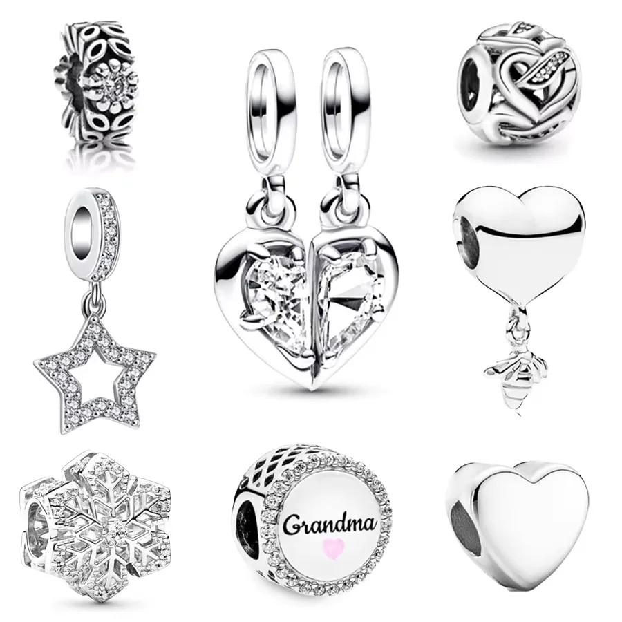 Nové kúzlo snehovej vločky Splittable Matka a dcéra Dangle Fit Fit Original 925 Sterling Silver náramok s jemnými šperkami darček