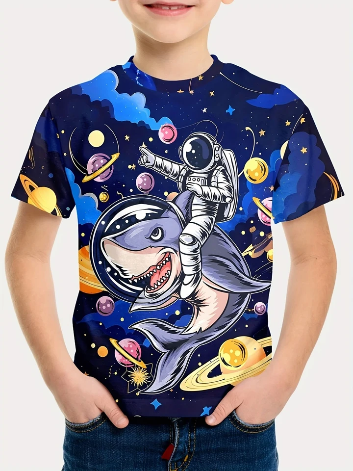 Nové letné deti karikatúra astronauut topy