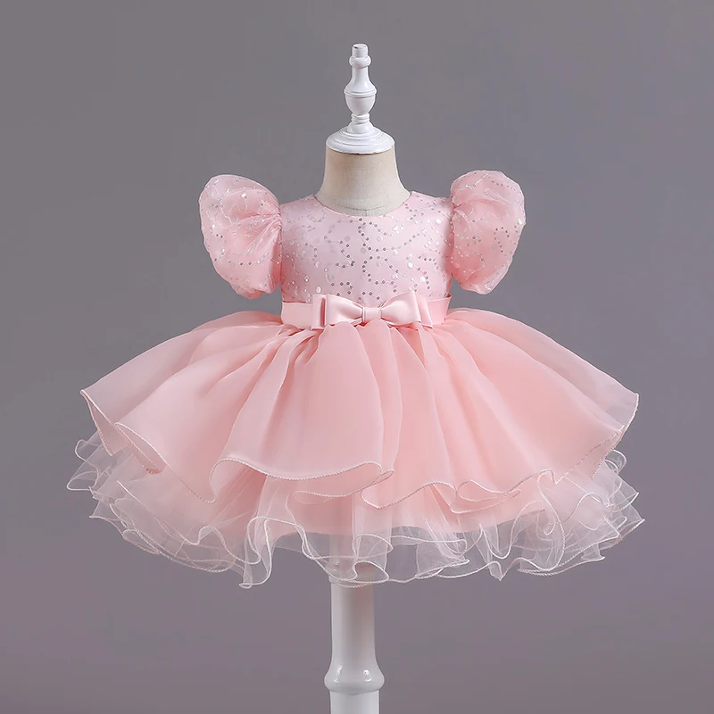 Nové letné detské párty princezné šaty, flitry, puzdro Puff, Lace Mesh Tutu Show R153