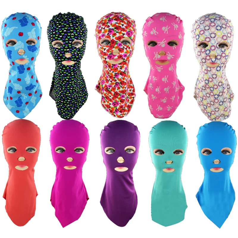 Nové letné potápanie Facekini Swim Cap Sun Block Mask Maska na kúpanie čiapky Horúca facekini nepremokavé bazény plávajúce čiapky