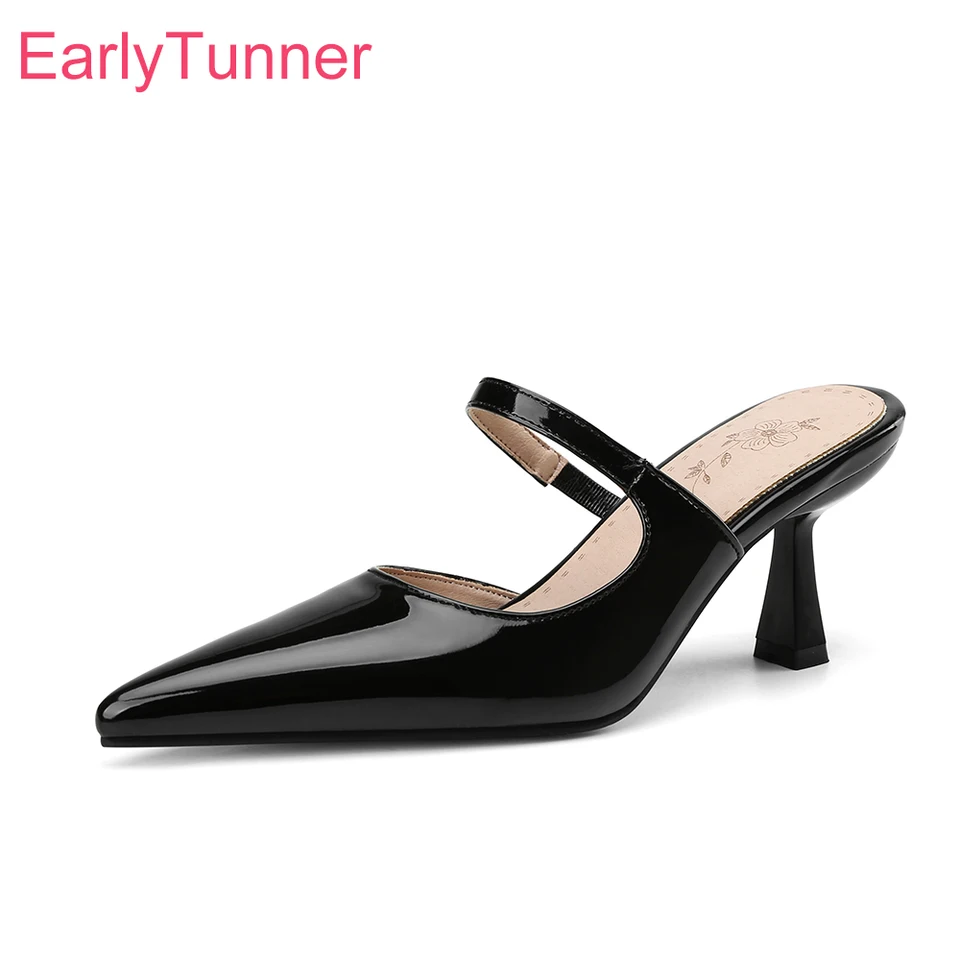 Nové letné príležitostné čierne ružové dámske dámske sklzky Sexy vysoká podpätka Lady Slingback topánky plus veľká malá veľkosť 12 32 43 46 48