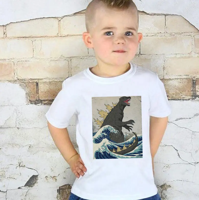 Nové letné vlny chlapci chlapci tričká Monster Shark Sea tričko Detský dizajn bieleho špičkového dizajnu harajuku módne dievčatá tričká