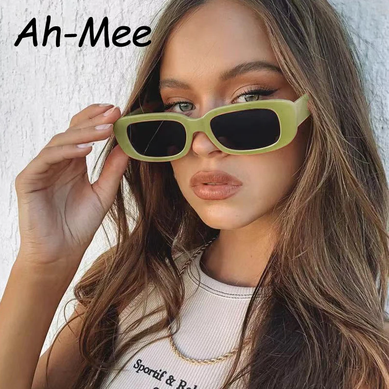 Nové malé slnečné okuliare Ženy Men trendy vinobranie značky dizajnér Hip Hop Square Zelené slnečné okuliare ženské okuliare UV400