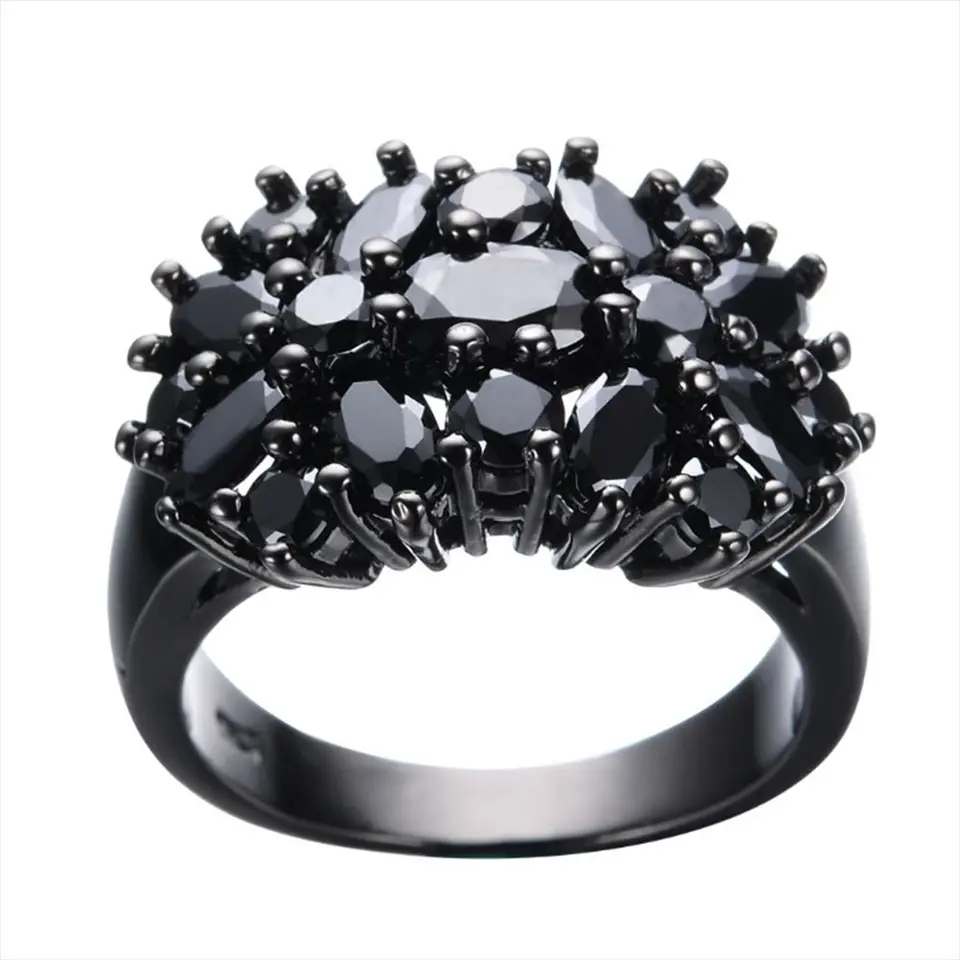 Nové medené vykladané prsteň Čierne oválne hranice Rings Wedding Rings Ženy Muži