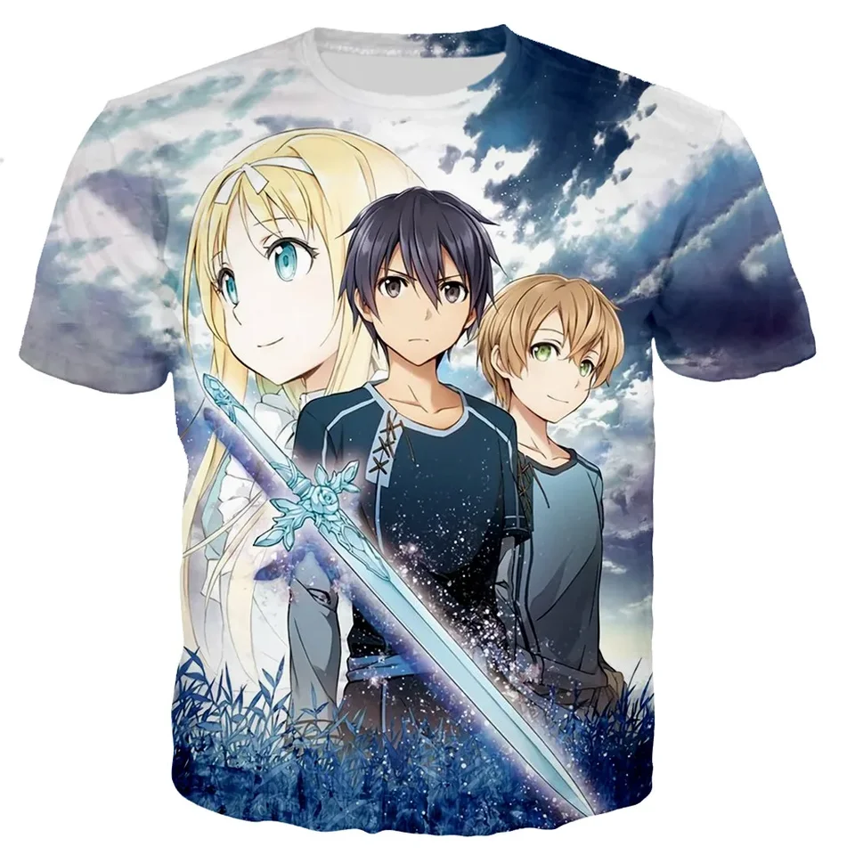 Nové mečové umenie online 3D módne tlačené krátke rukávy Men Men Dámske ležérne nadmerné tričká Tričko Tričko Streetwear Tops