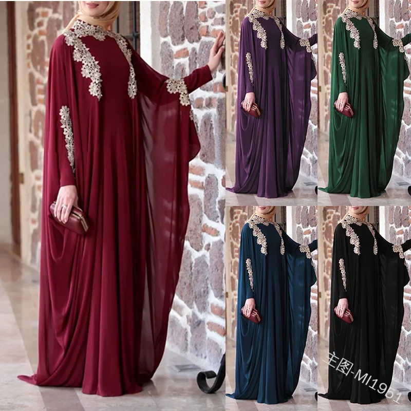 Nové moslimské šaty jesenné zimné šaty módne moslimské ženy kaftan arab Jilbab abaya islamský šitie maxi šaty plášť