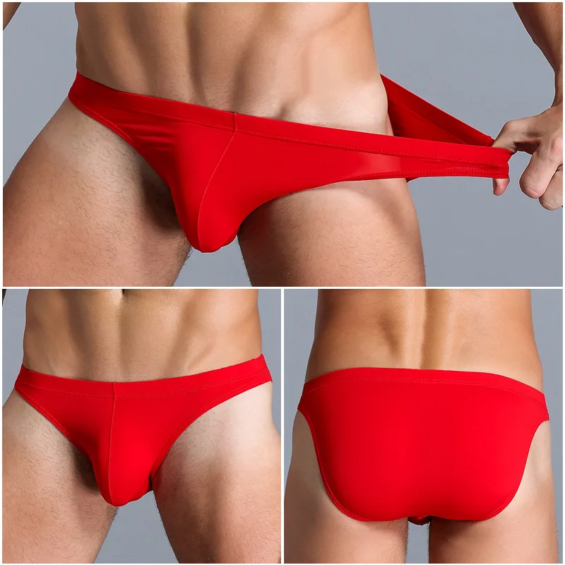 Nové mužské sexy s nízkym pásom U-Convex Solid Color Spodná bielizeň spodná bielizeň Priedušné pánske briefky konvexné vrecko spodky