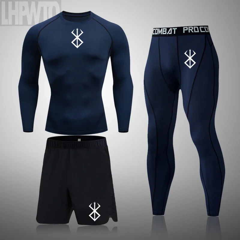 Nové mužské zimné tepelné kompresné súpravy kompresie Tesné športové cvičenie jogging MMA Fitness Long John Clothing Tracksuit