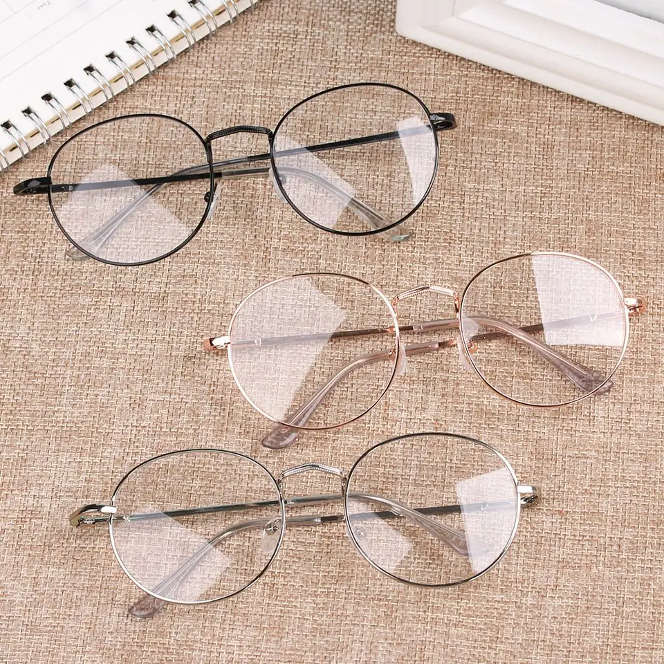 Nové módy Ženy Men kovové vintage okrúhle okuliare Ráme nadmerné okuliare Optické okuliare Optické okuliare Vision Care Opyear pre unisex