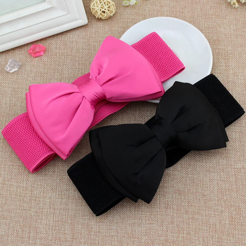 Nové módy žien Bowknot Cummerbunds Elastic luk široký úsek Bukle pásový pás Dievča