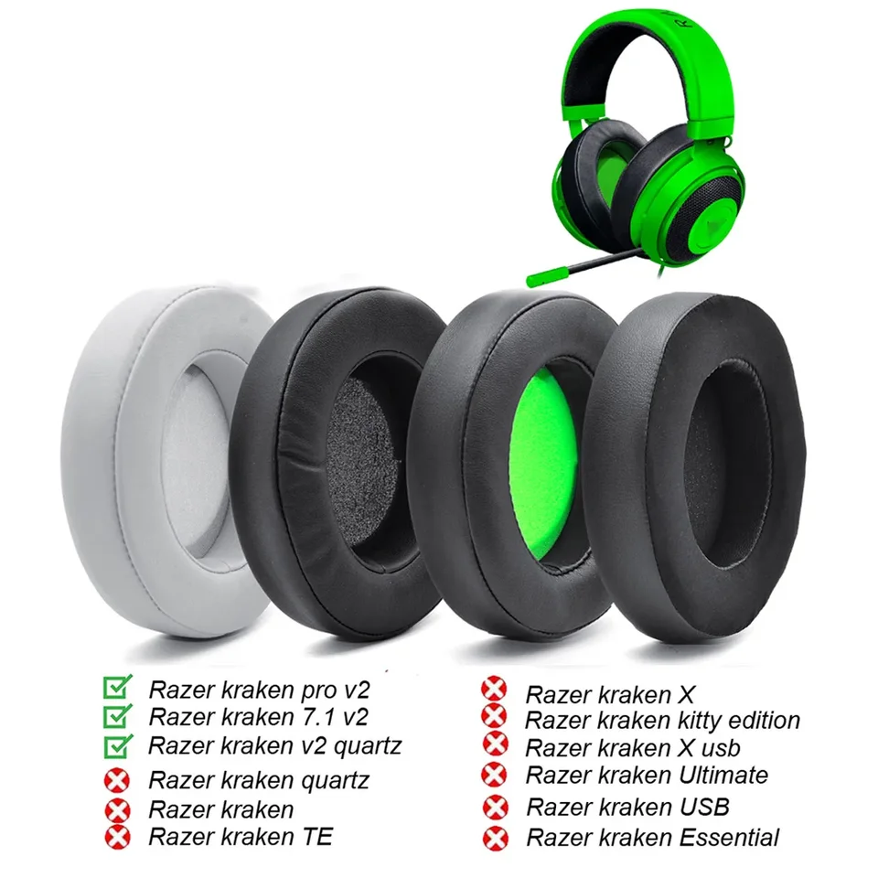 Nové náhradné uši penové uši vankúšiky kompatibilné s Razerom Kraken 7.1 Chroma V2 USB Gaming Pro v2 slúchadlá slúchadlá