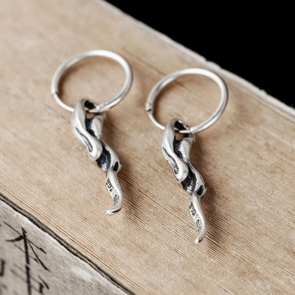Nové návrhy 100% pevné starožitné 925 Sterling Silver Thorns Design visiaci náušnice Gotické šperky alergia zadarmo kvapky