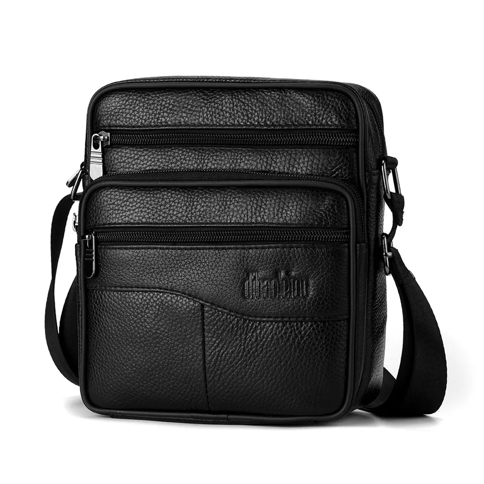Nové obchodné príležitostné pánske crossbody tašky kožené remienok pre mužov Black Courier Side Beck pre mužov poštár cestovnú tašku