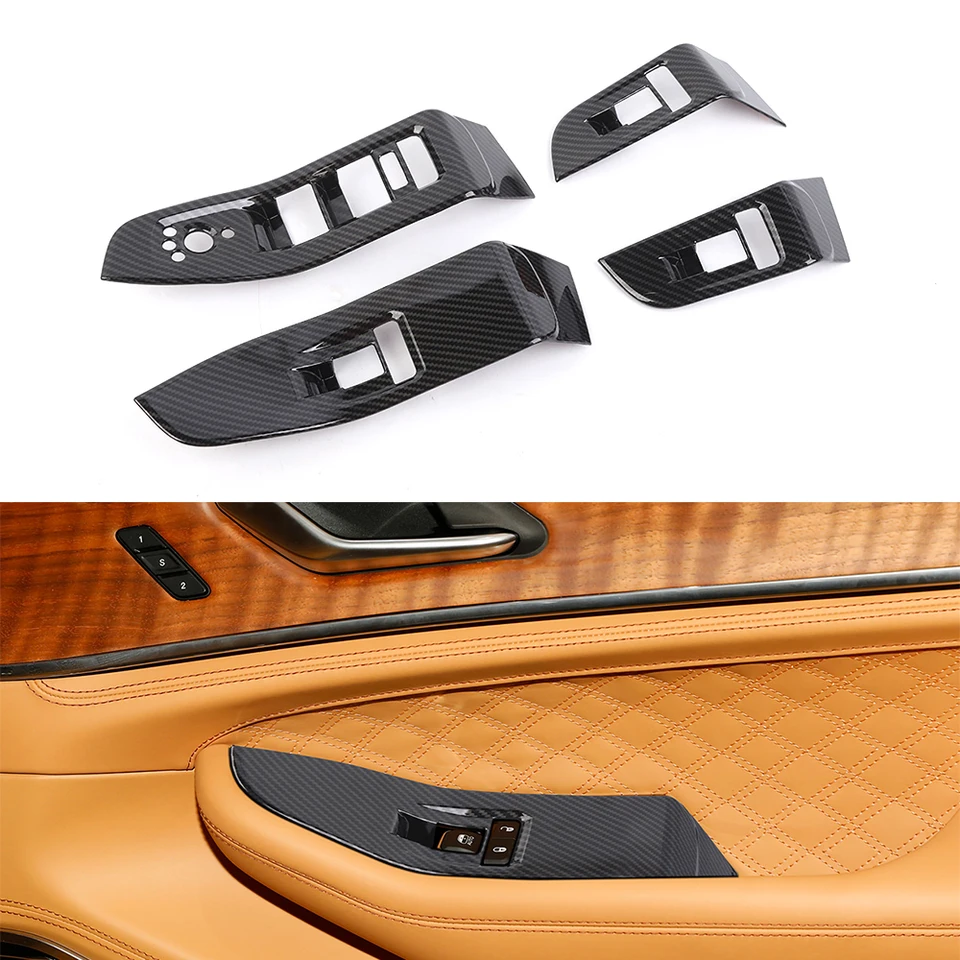Nové obloženie automobilu pre Jeep Grand Cherokee 2021+ Dverne Lirl Burning Window Switch Panel Panel Cover ABS Stiapky Styling 4ks