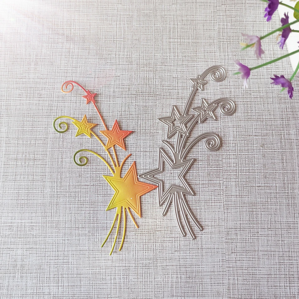 Nové ohňostroje hviezdy Cutting Dies Dies Scrapbook Dekorácie Vyrazené fotoalbum dekorácie karty výroba remeselníkov DIY