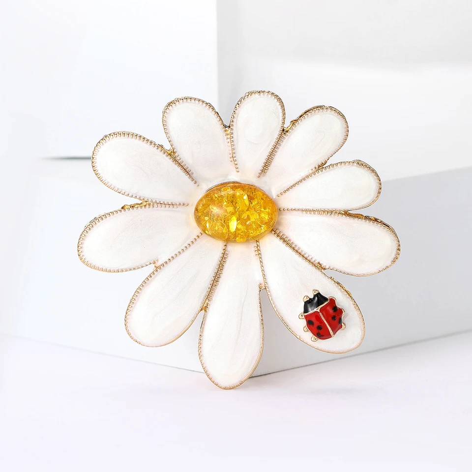 Nové olejové kvapkanie chryzantému pre ženy pre ženy unisex sklo sklo Ladybug Brošes na večierok batohové batohové dekorácie Doplnky oblečenia