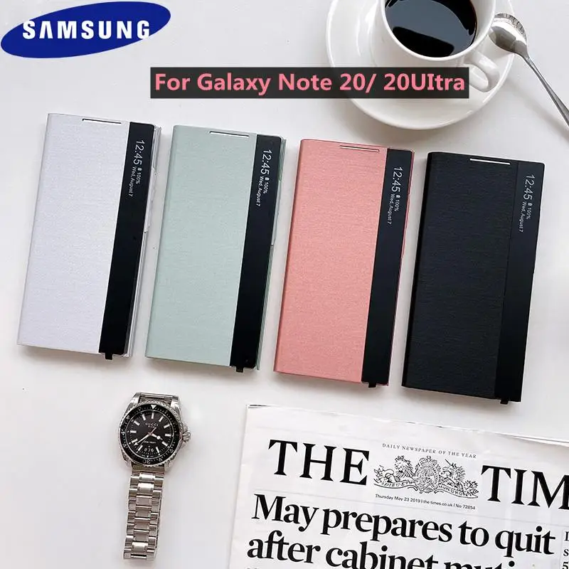 Nové originálne Samsung Mirror Smart View Flip Case pre Galaxy Note 20 / Note20 Ultra 5G Phone LED obálka S-View prípady EF-ZN985