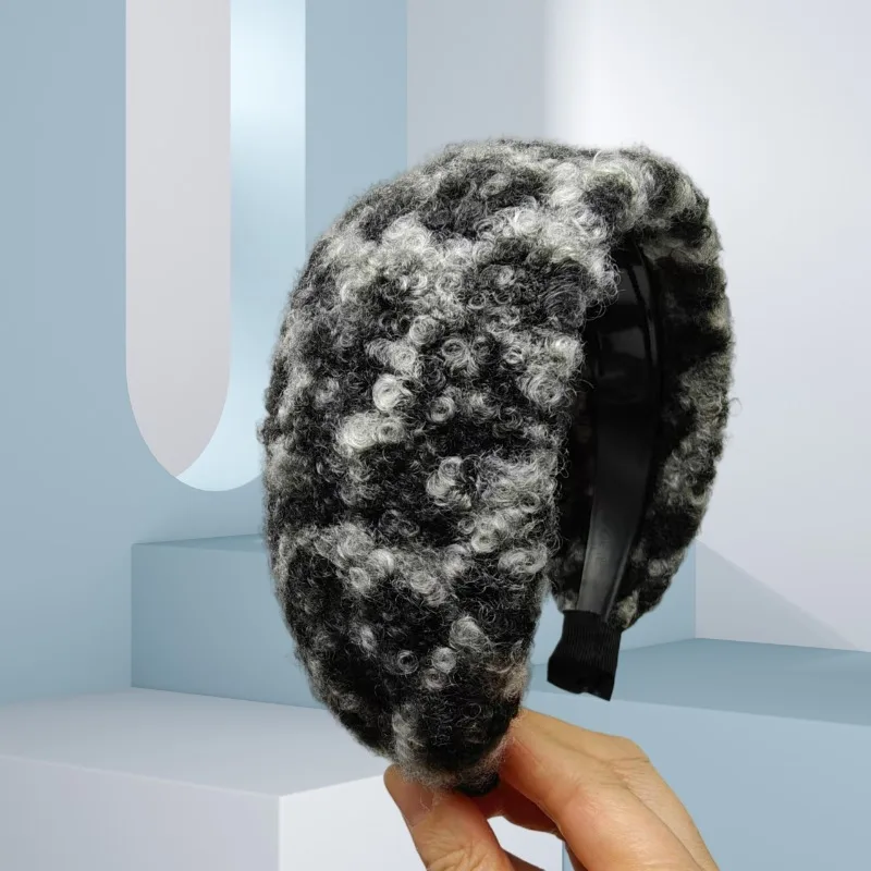 Nové plsné šírky čelenky Teplo na jeseň a zimná zimná lebka retro leopardová tlačová teplota vlasových kapiel pre ženy