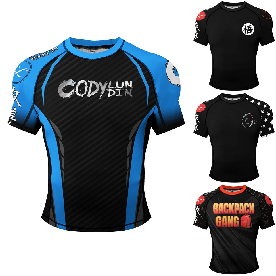 Nové položky Cody Lundin Pánska kompresná telocvičňa Wear Wewn Trišt Wholesale Wholesale okolo hem Elastic Banding Rash Guard Fitness tričko