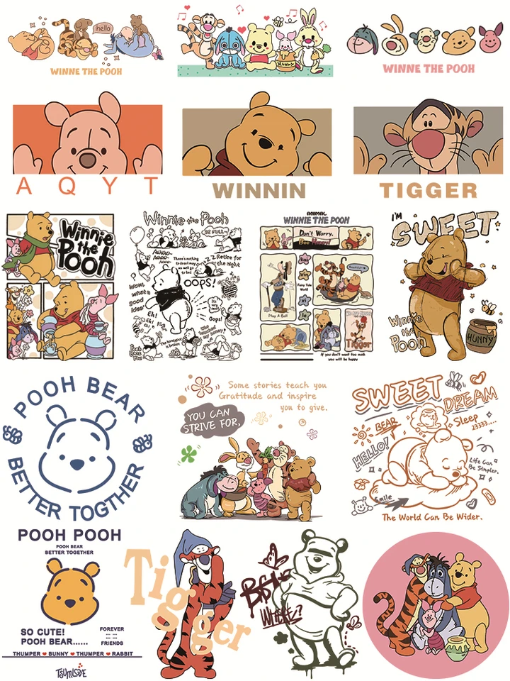 Nové pooh medveď železo na záplatách Winnie the Pooh DIY Šitie pre deti tlač na oblečenie vinylové nálepky
