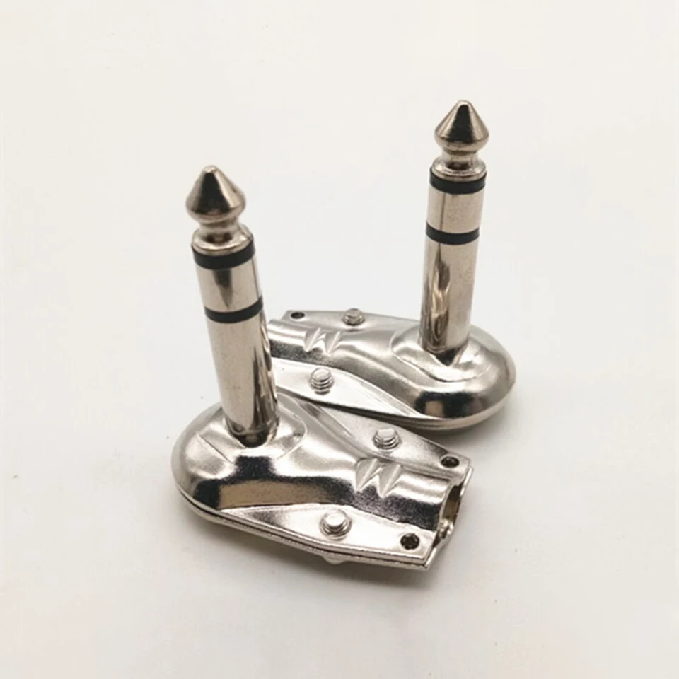 Nové praktické náhradné gitarové zátky 6,35 mm prístroje Kovové mikrofóny Zátky 1/4 palca gitarové príslušenstvo pravý uhol