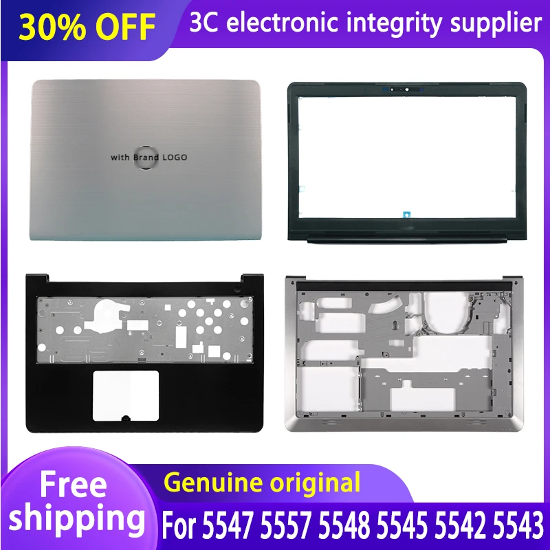 Nové pre Dell Inspiron 15 5547 5557 5548 5545 5542 5543 LAPTOP LCD Zadný kryt predného rámu Palmrest Spodné puzdro E Striebor