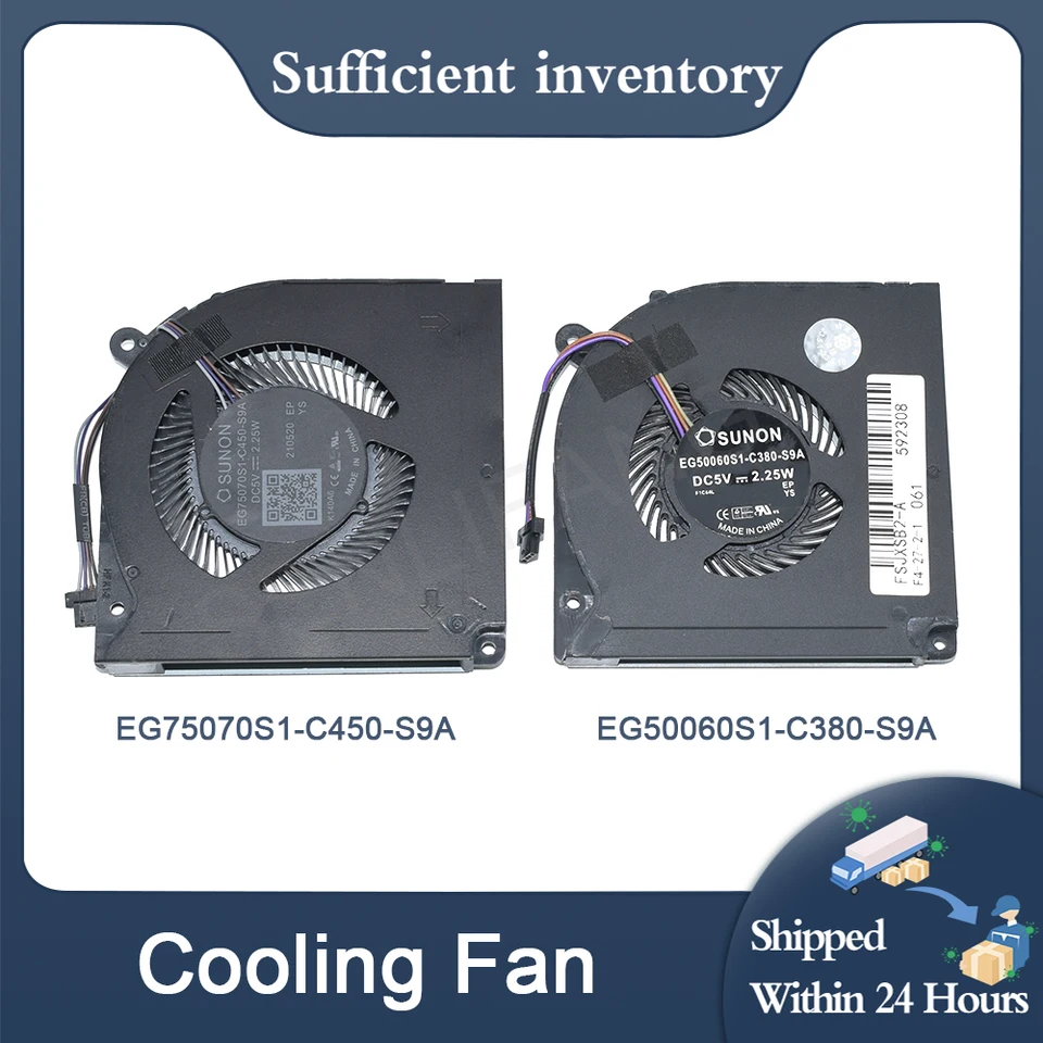 Nové pre Sunon DC5V 2,25W EG50060S1-C380-S9A EG75070S1-C450-S9A CPU CPU COLING FANTIATOR LAPTOP