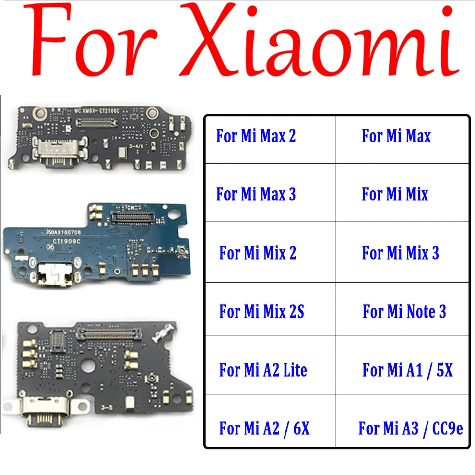 Nové pre Xiaomi Mi A2 Lite Max 2 3 Mix 2 2S 3 A3 CC9E A1 5X A2 6X Poznámka 3 USB Nabíjacie nabíjacie nabíjačka Dock Connector Board Mic Flex
