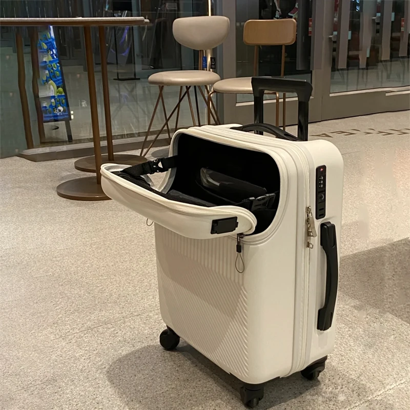 Nové predné otváracie palubné kufrí Men Ženy 20/24/26 palca Lightweight Trolley Travel batožina móda USB nabíjanie batožiny