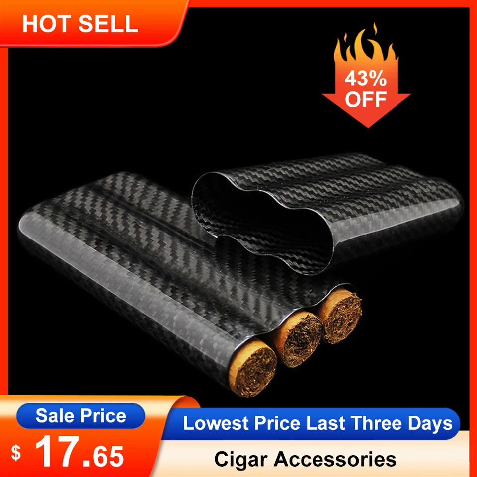 Nové prenosné cigaru vlhký zaťaženie uhlíkových vlákien 2 /3ks cigareta Storage Storage Box Mini Travel Holde Holde fajčiarske príslušenstvo