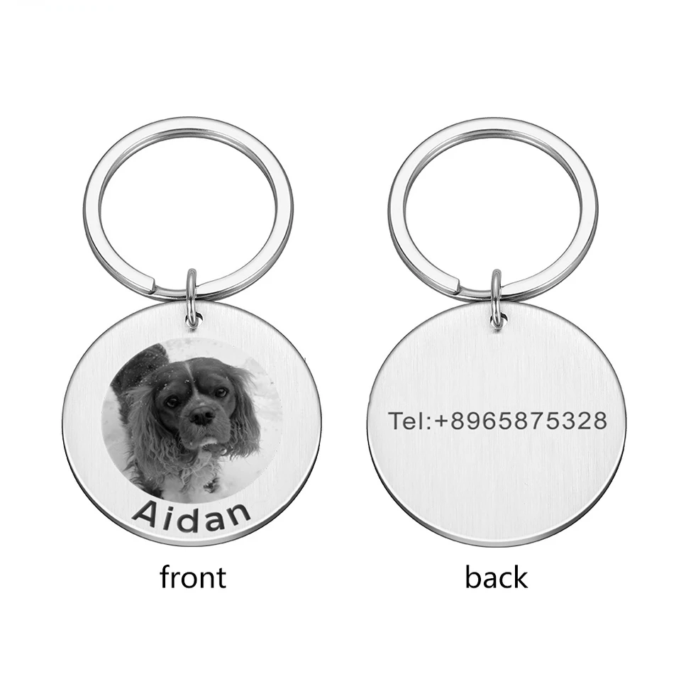 Nové prispôsobené PET ID Značka Vlastné meno Telefónne číslo Vyrezávané psie golier Značka Kľúč prsteň zviera Klávesové keychain Pet príslušenstvo