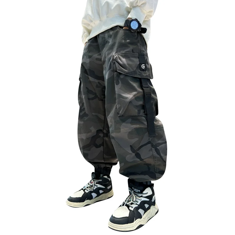 Nové prílety Deti maskujú nákladné nohavice pre chlapca pre chlapca voľné športové harémové nohavice Príležitostné horúce ponuky Kids Cotton Camo nohavice