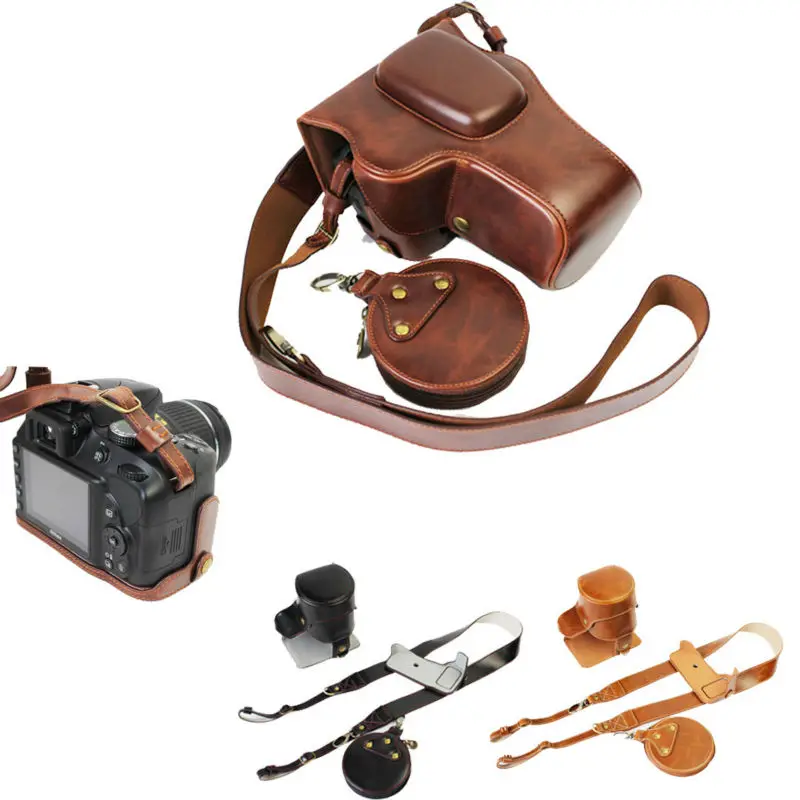 Nové puzdro na luxusné fotoaparáty pre Nikon D3200 D3100 D3300 Camera Puzdro Vinobge Video Bag s dizajnom s otvorenou batériou s popruhom