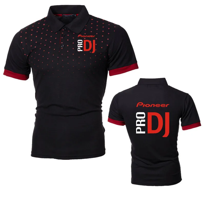 Nové pánske bavlnené pólové tričko Priekopník Pro DJ Print Pánske košele s krátkym rukávom Men Hip Hop Street Gradient Tričko voľné golfové tričko