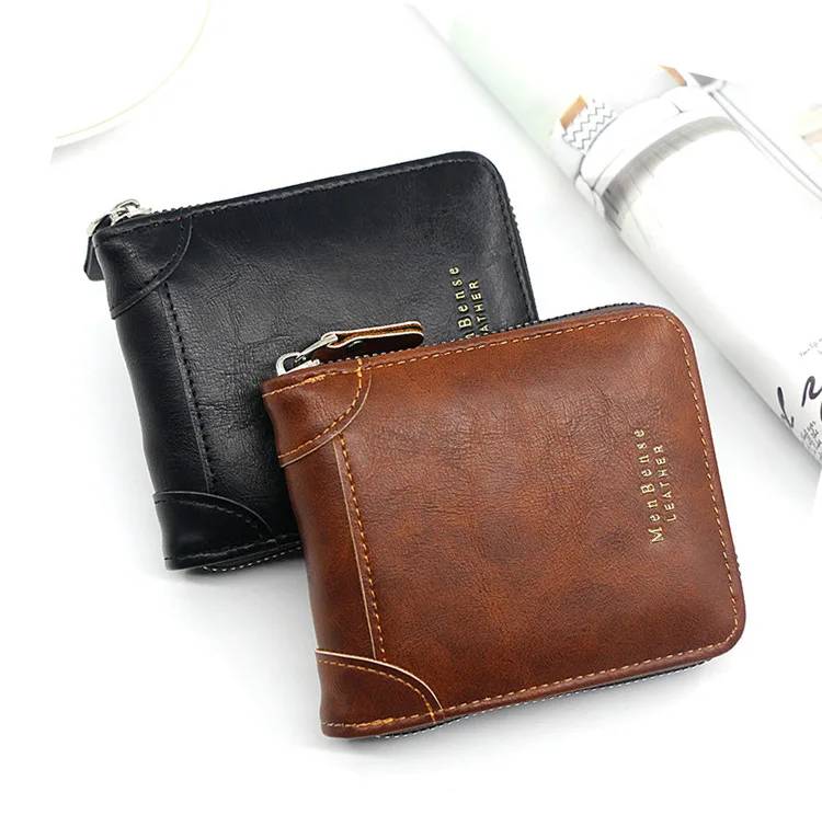 Nové pánske krátke peňaženky Príležitostné móda Veľká kapacita Multi-karta Pozíciu Retro Zip Poney Clip Clip Coin Pocket Capce Card Houch