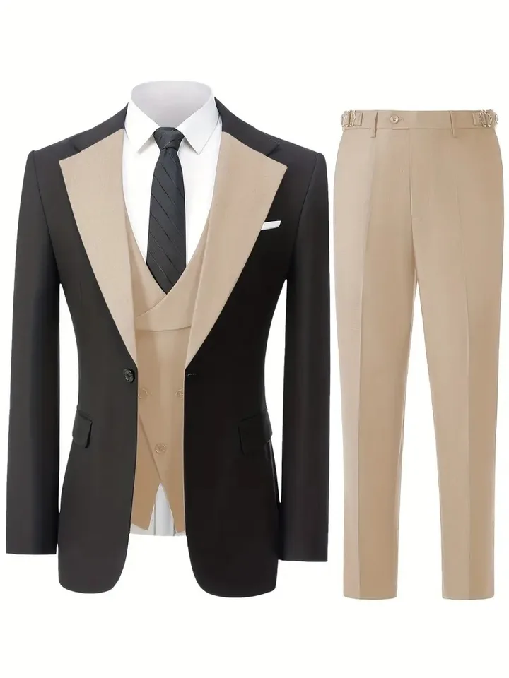 Nové pánske obleky 3 kusy Groom Bestman Slim Fit Svadobná plesová párty smoking elegantné formálne podujatia obleky (Blazer+Pants+Vest)