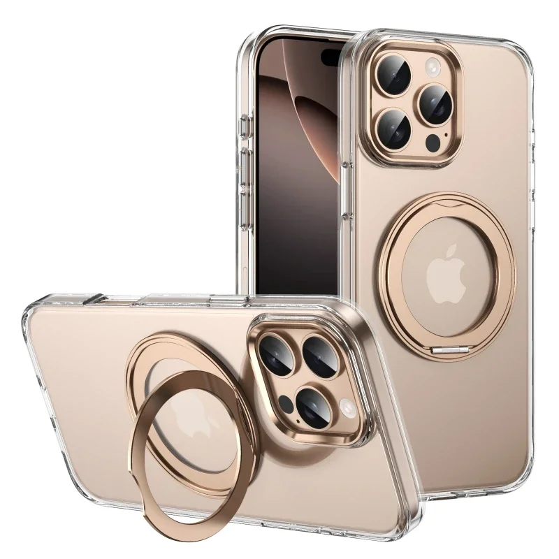 Nové púštne zlato otáčanie stojanu držiak na telefón pre iPhone 16 15 14 13 12 Pro Max Plus Magsafe Magnetic Wireless Cover