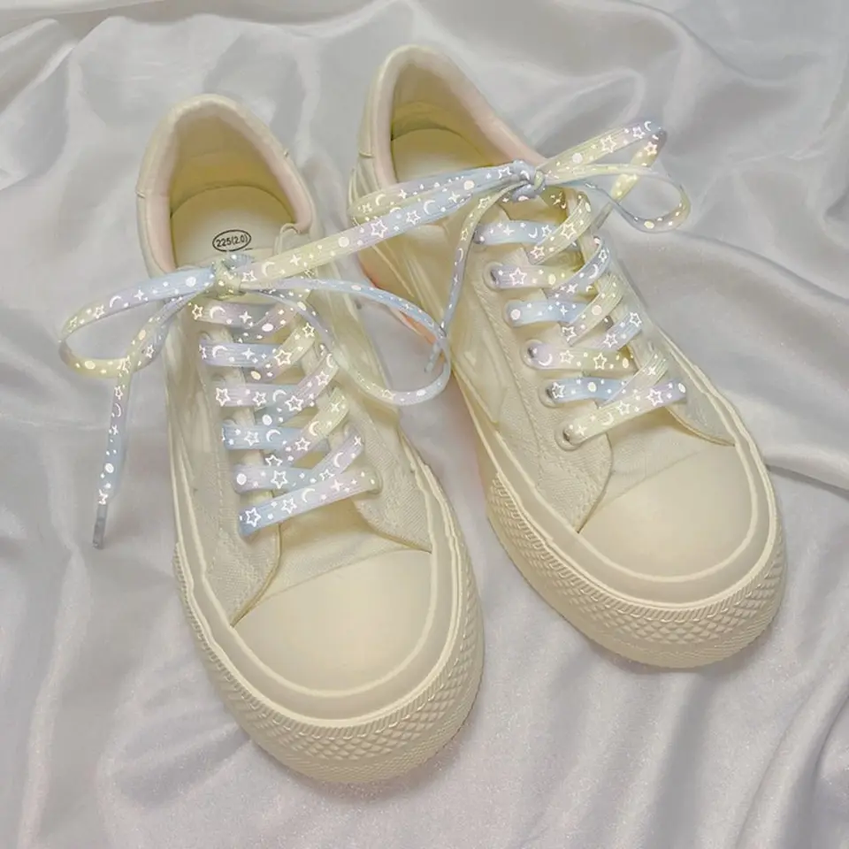Nové reflexné hviezdy Canvas Shoelaces High Bright Flat Flat Ploch Oserbilné svetelné tenisky Shoelaces Unisex