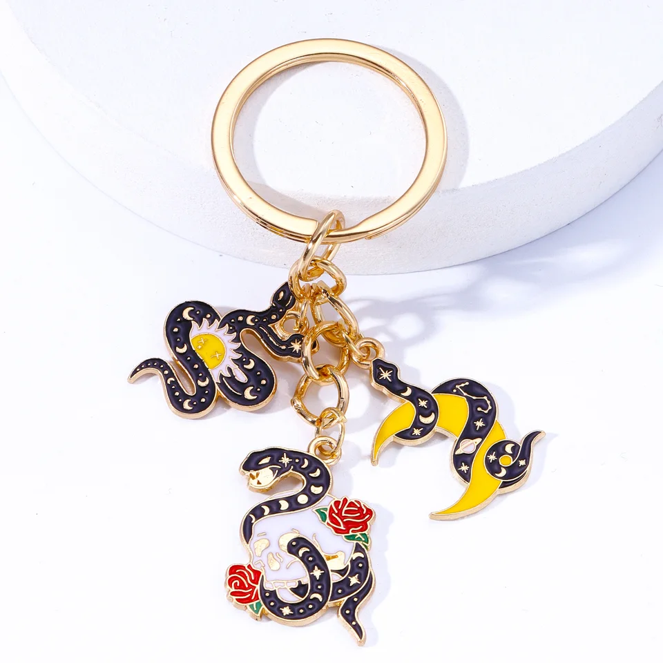 Nové retro gotické skloviny hadí mesačný haven kľúče reťazce unisex tmavý štýl DIY Keyrings kabelka ruka vyrobená šperky príslušenstvo šperky