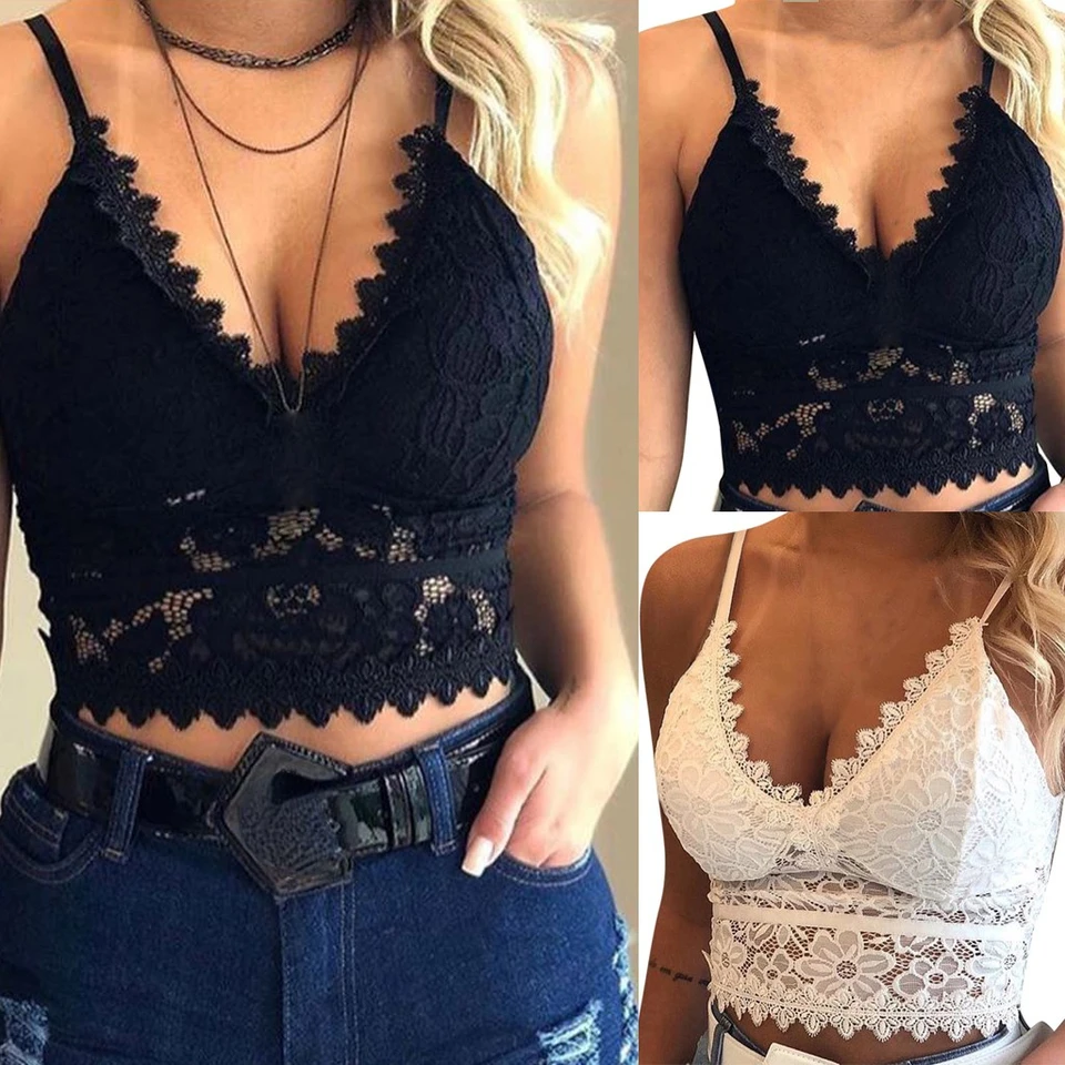 Nové riasy čipky na čipku zabalené hrudné tričko Top New Underwear Ladies Camisole Čierne biele ženy letná plodina top žena podprsenka