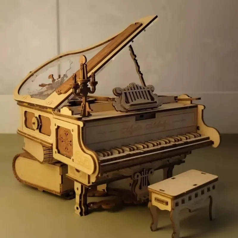 Nové robotime magické klavír 3D hádanky pre deti-mechanické hádanky hudobné nástroje Wooden Music Box Puzzle Kit