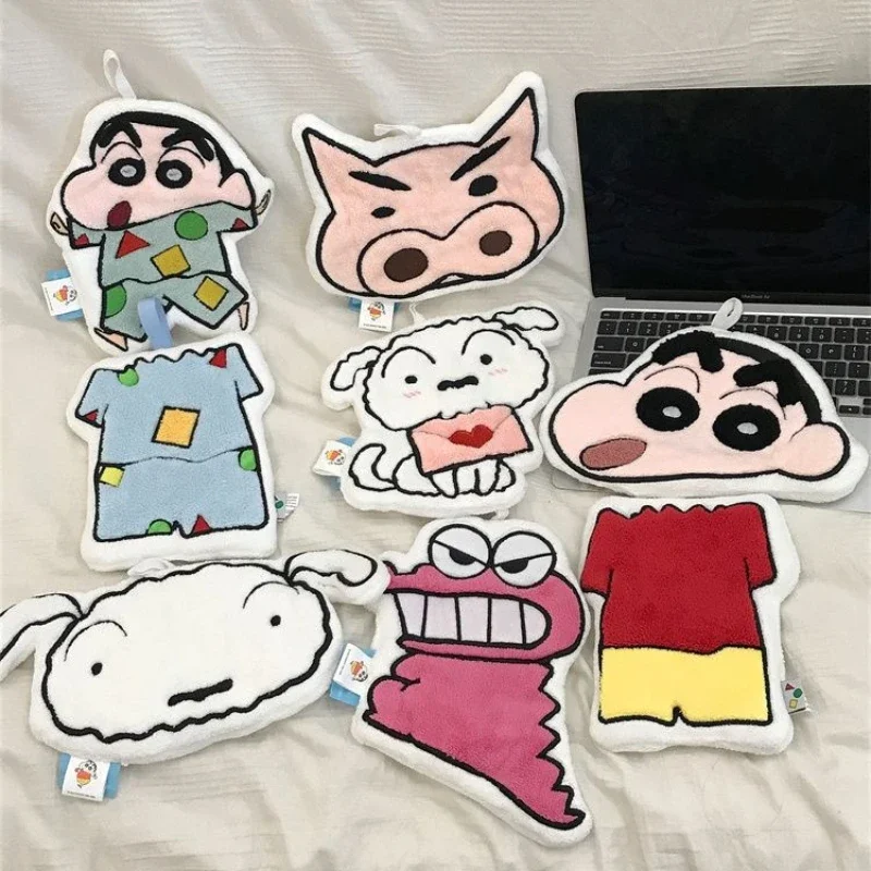 Nové roztomilé a kreatívne pastelky Shin-Chan Závesné uterák Zhruba koralové zamatové detské vyšívané malé uteráky Kitchentowel