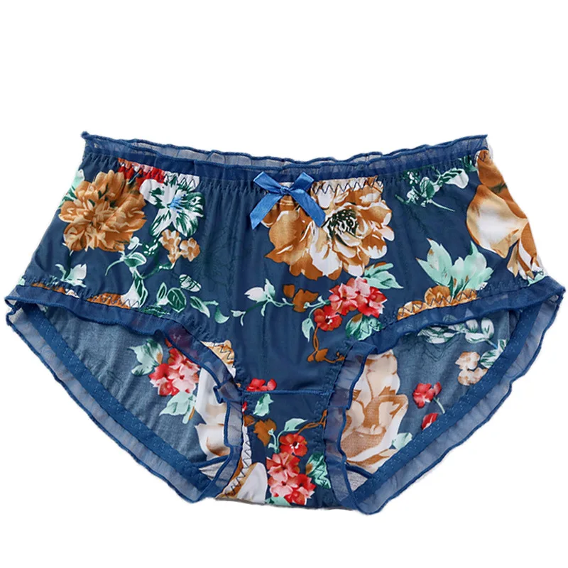 Nové roztomilé intimáty mäkké priedušné dievčatá spodná bielizeň Rufla Bow Flower Print plus veľkosť 5xl sexy spodné prádlo Dámske nohavičky