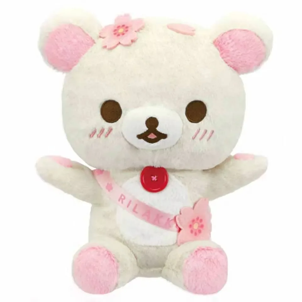 Nové roztomilé Rilakkuma Korilakkuma Sakura Cherry Blossoms Bear Big plyšový plnený vankúš Zvieratá Cushion Hray Doll 30 cm Darčeky pre deti