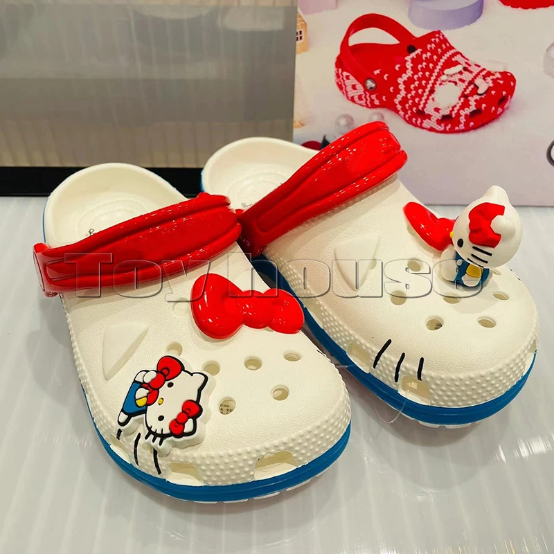 Nové sandále Sanrio Hello Kitty sandále KT Cat Sandals Sandals Kawaii Eva Anime Domáce plážové topánky letné papuče dospelé deti dary