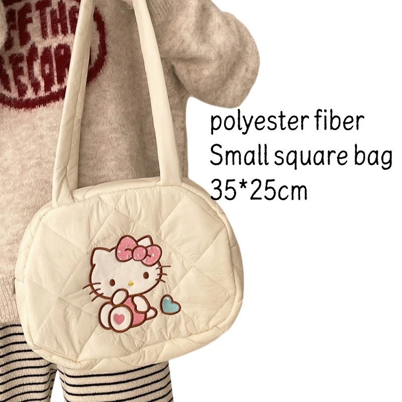 Nové Sanrio Hello Kitty Kuromi Crossbody Bag Cartoon Clip Cotton Ramer Bag pre dievča Crossbody Bag Outdoor Prenosná karikatúra taška
